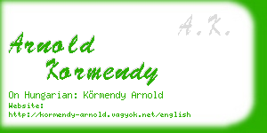 arnold kormendy business card